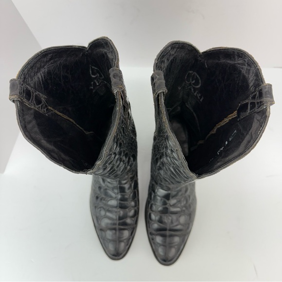 Veari Buitre size 9.5 Men’s Black Alligator Genuine Leather Cowboy Western Boots - Picture 6 of 15